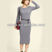 13STC5634 sweater dress pullover lady cable knit dress